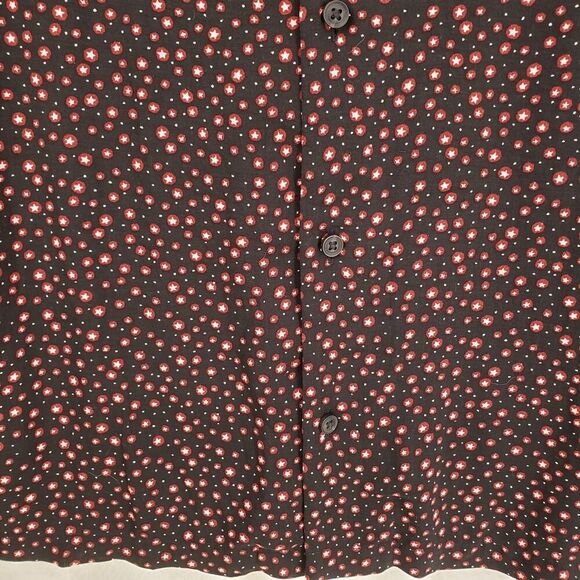 AllSaints Shirt Mens Small Black Red Star Print Button Up Long Sleeve Viscose - Picture 5 of 12
